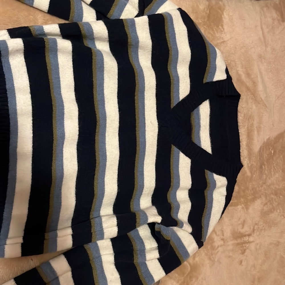 Block Stripe Pattern Drop Shoulder Sweater